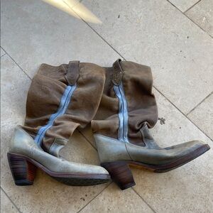 Diesel Brown and Gray Heeled Boots